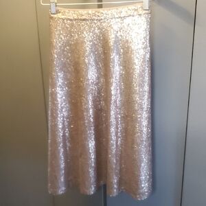 Ann Taylor Gold Sequin Midi Skirt